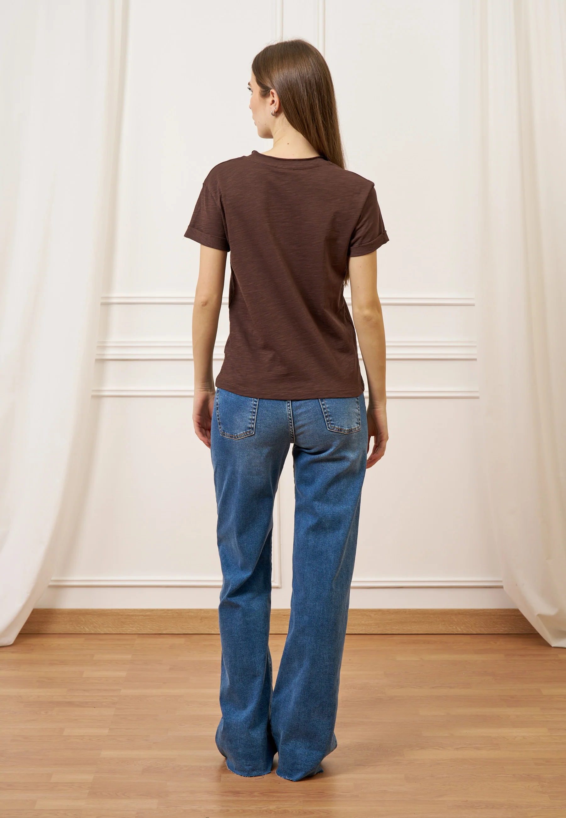 T-shirt fiammata basica - MARRONE - Image 4