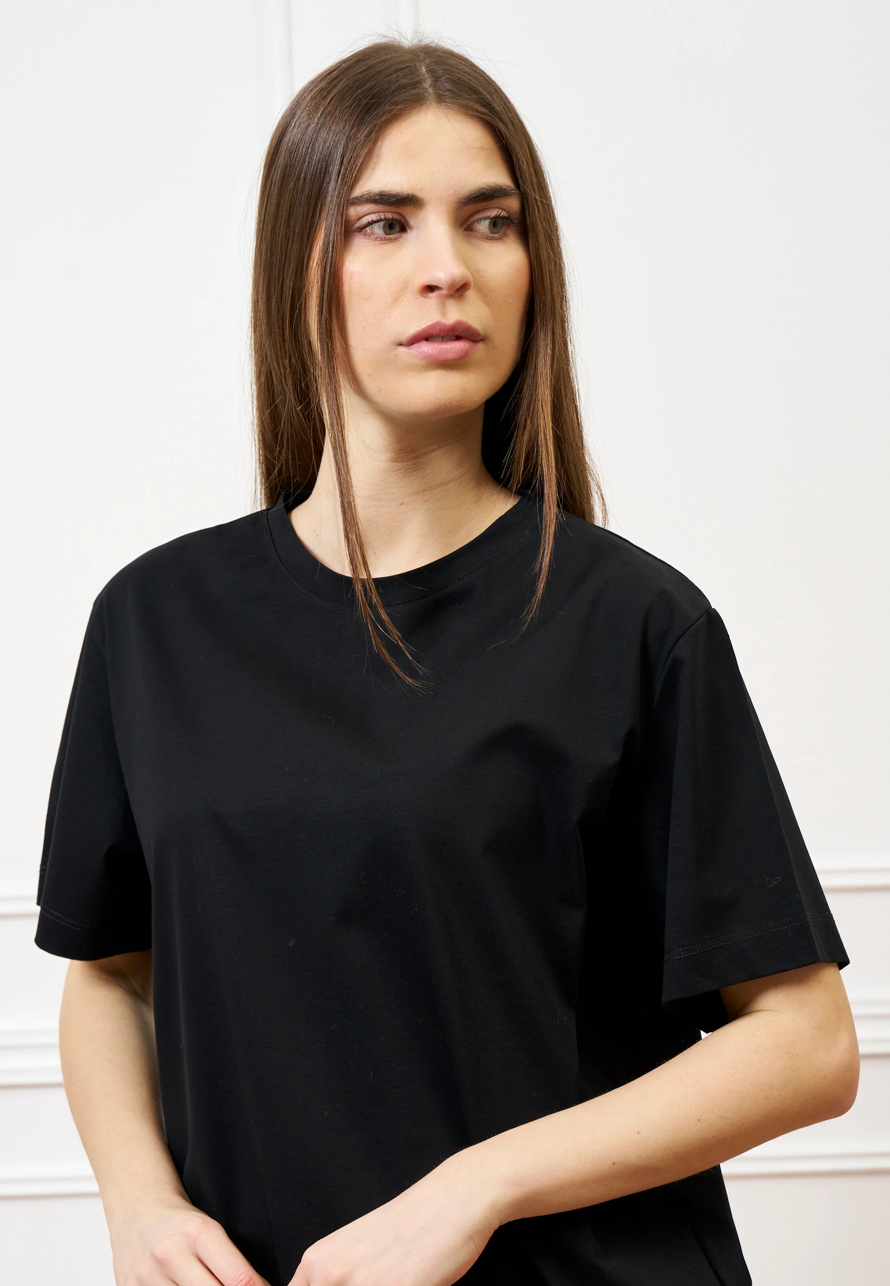 T-shirt in cotone mercerizzato - NERO - Image 2