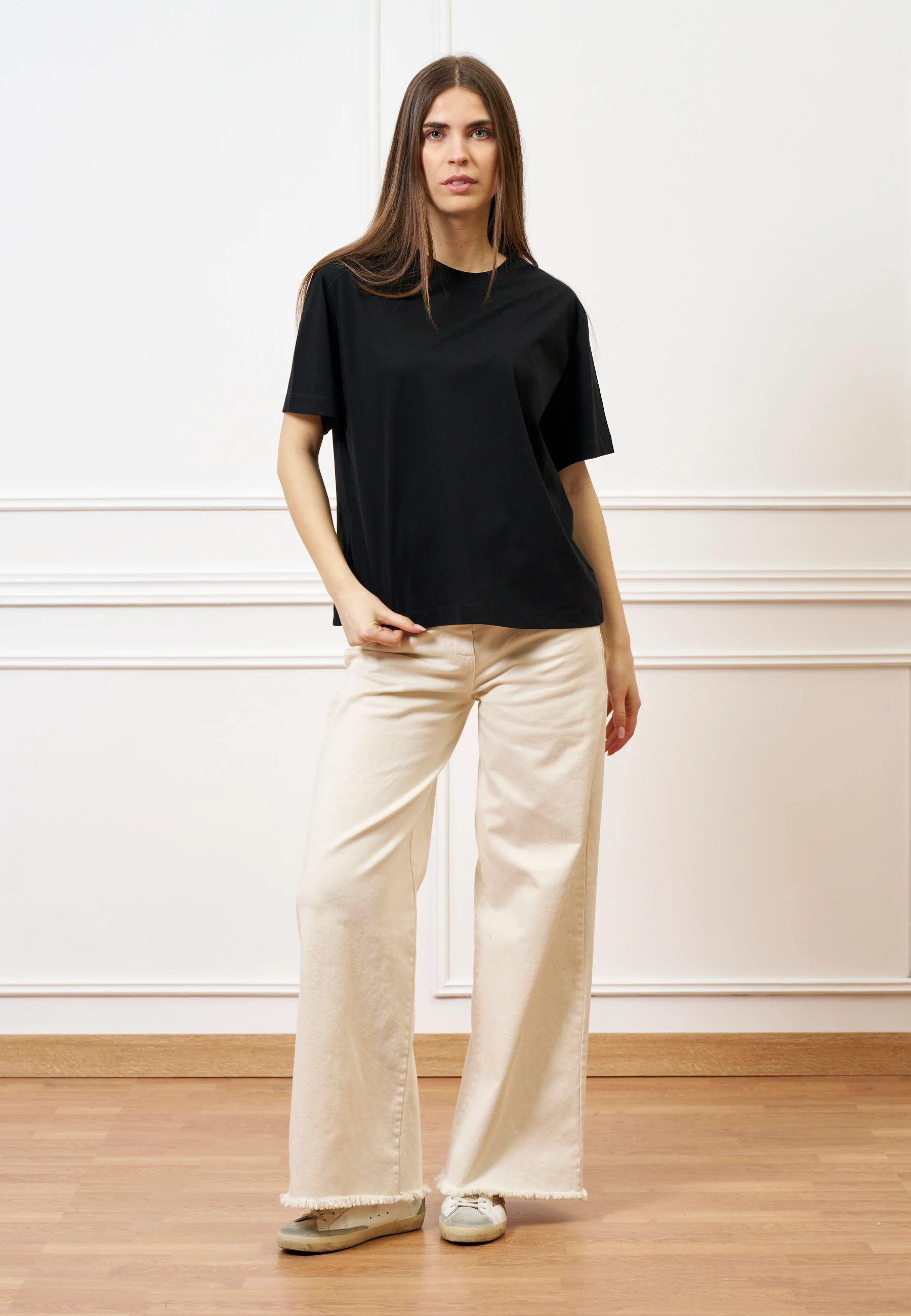 T-shirt in cotone mercerizzato - NERO - Image 3