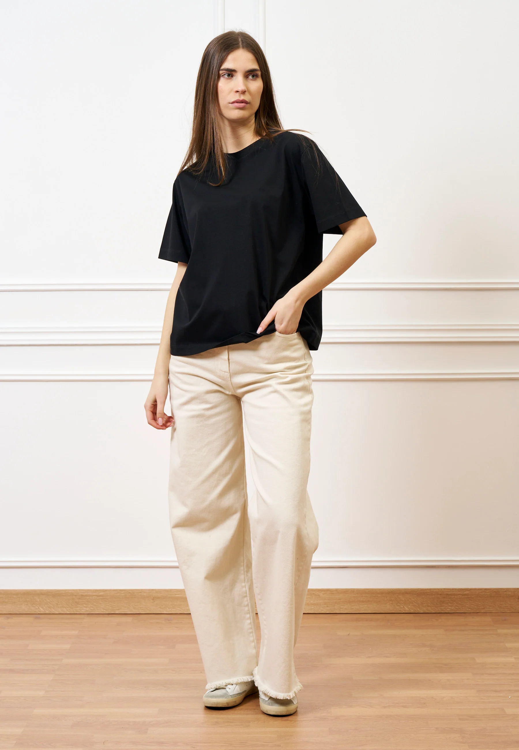 T-shirt in cotone mercerizzato - NERO - Image 4