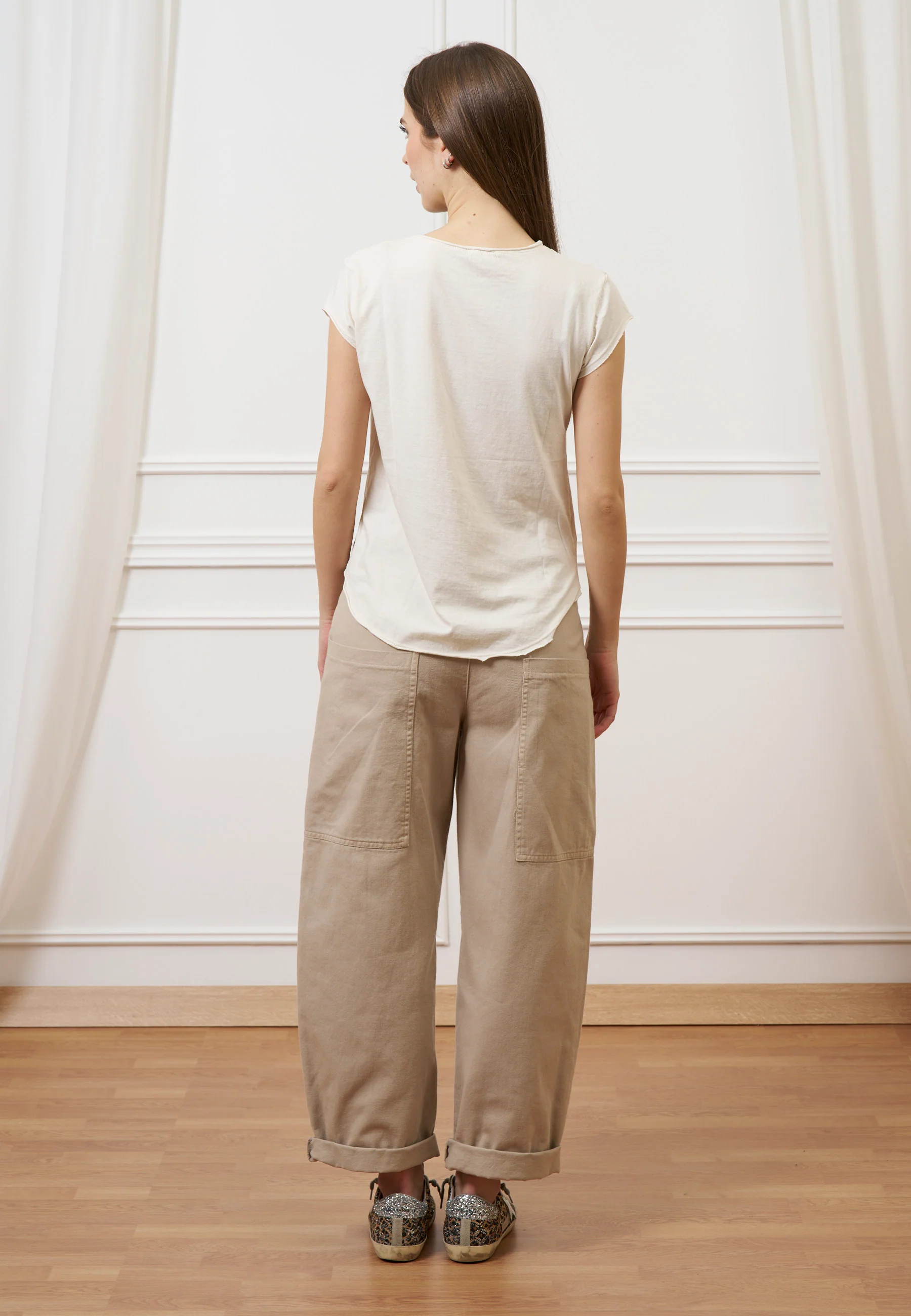 T-shirt mezza manica taglio vivo - AVORIO - Image 6