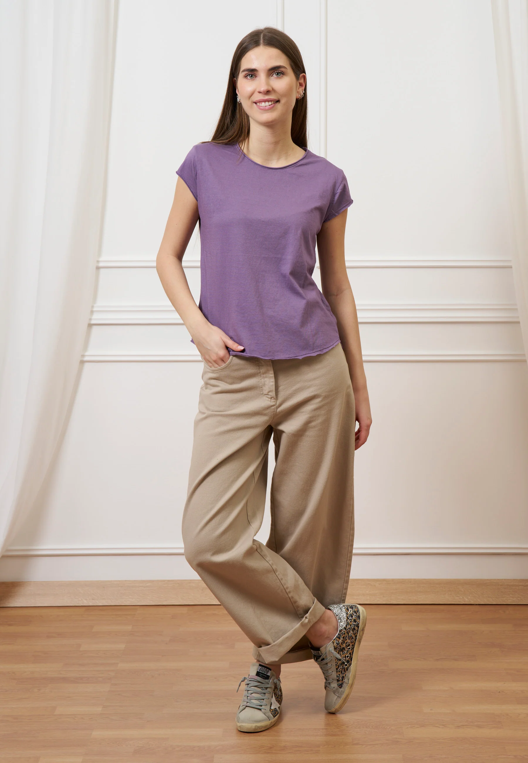 T-shirt mezza manica taglio vivo - MALVA - Image 3