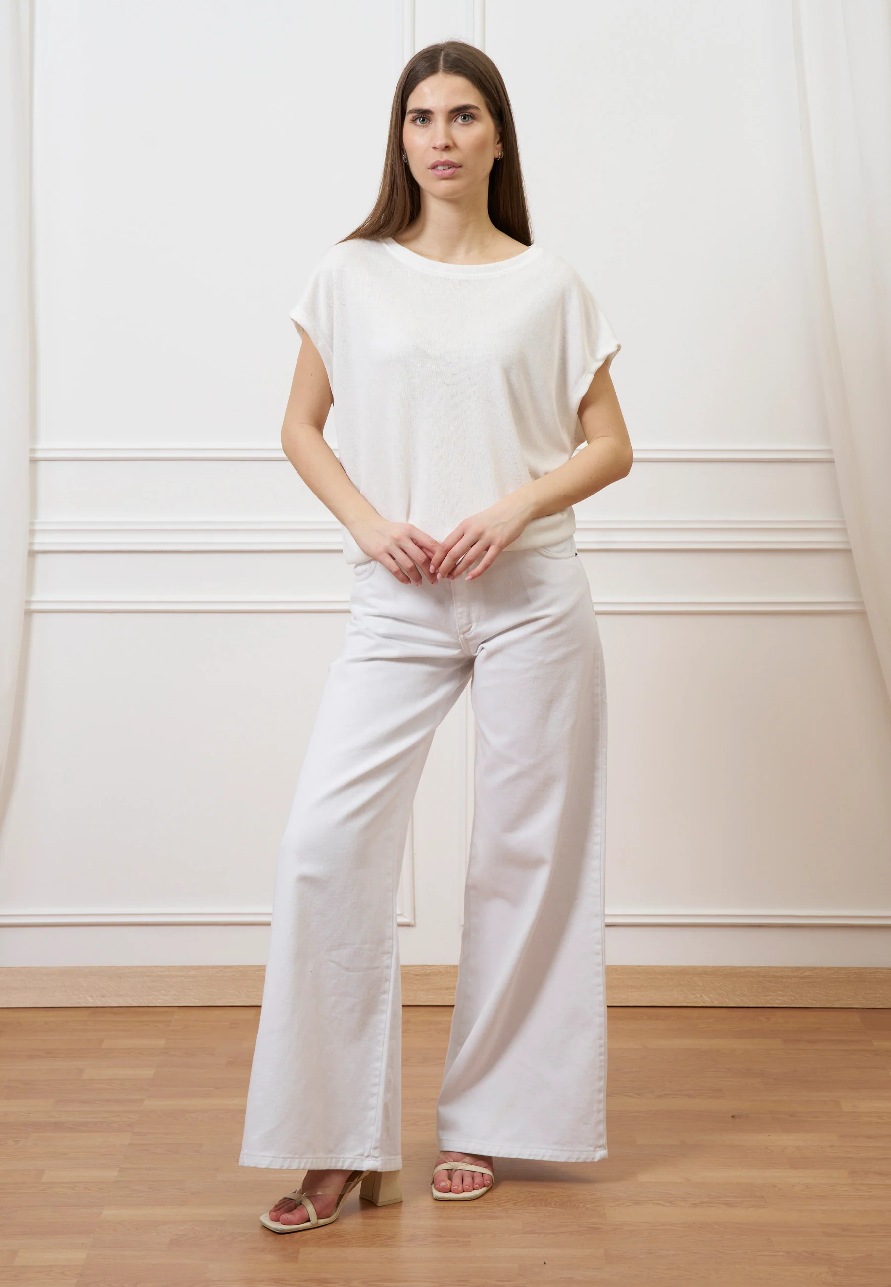 T-shirt over manica kimono - AVORIO - Image 3