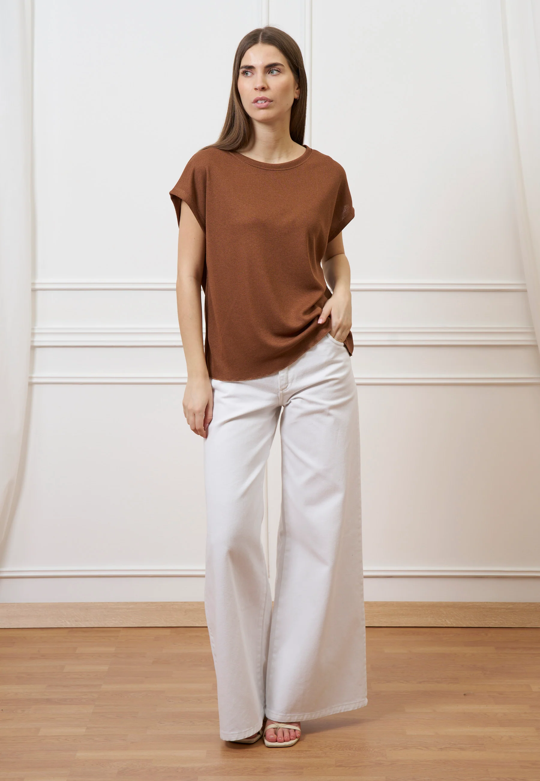 T-shirt over manica kimono - CAMMELLO - Image 2