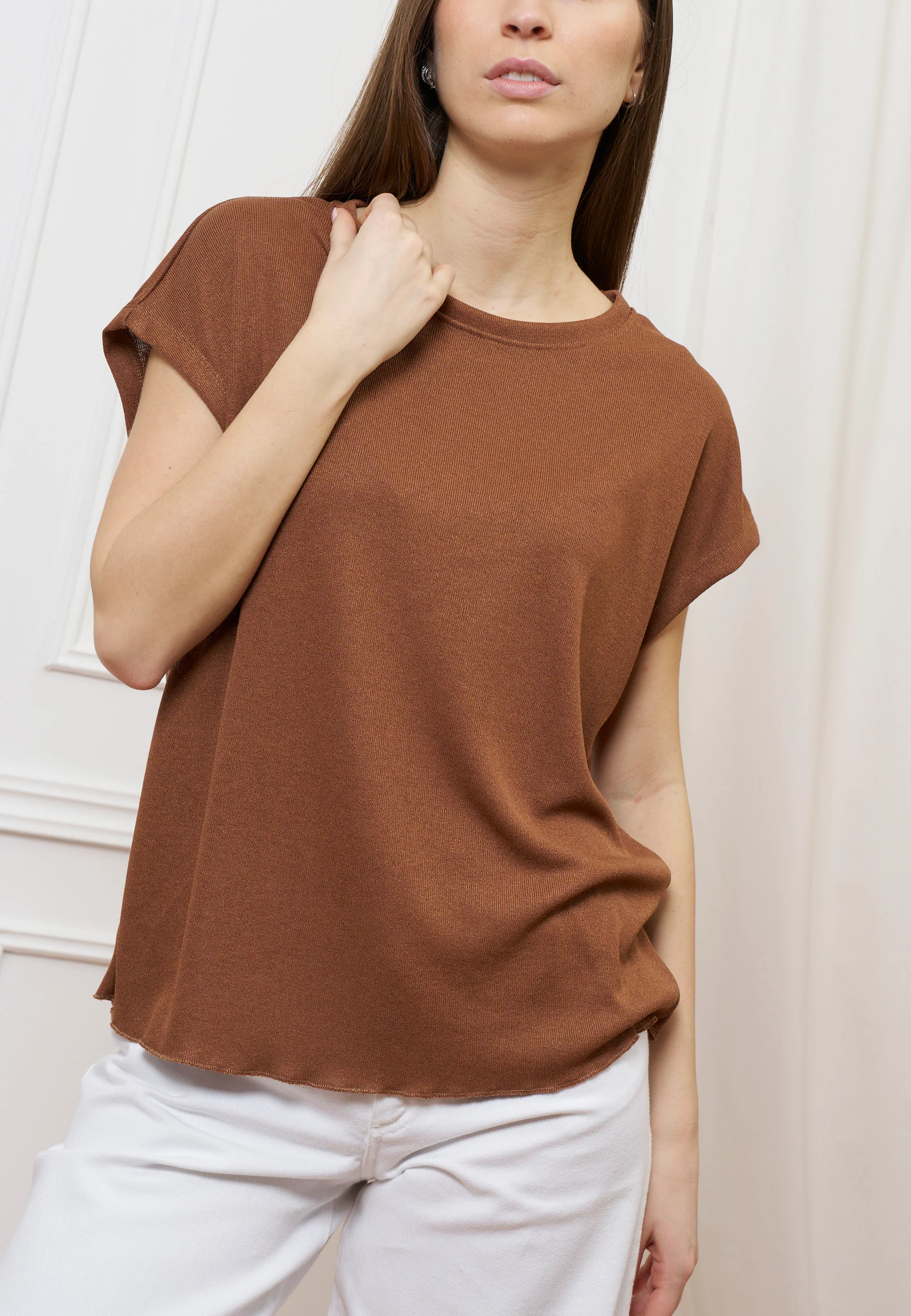 T-shirt over manica kimono - CAMMELLO - Image 3