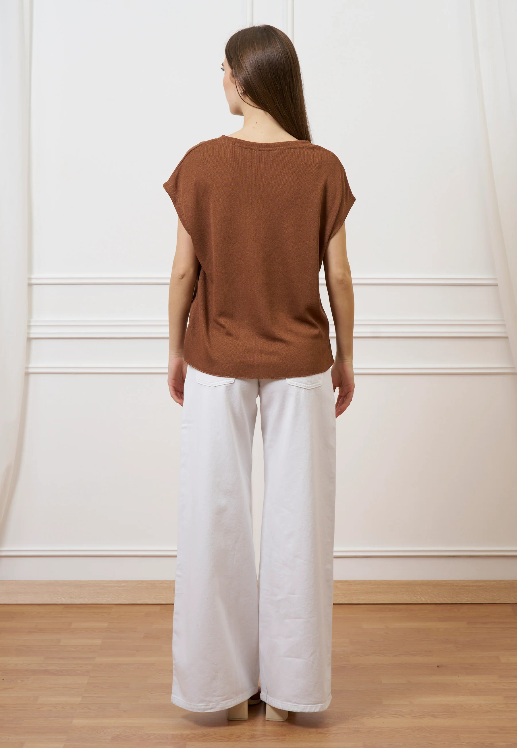 T-shirt over manica kimono - CAMMELLO - Image 6