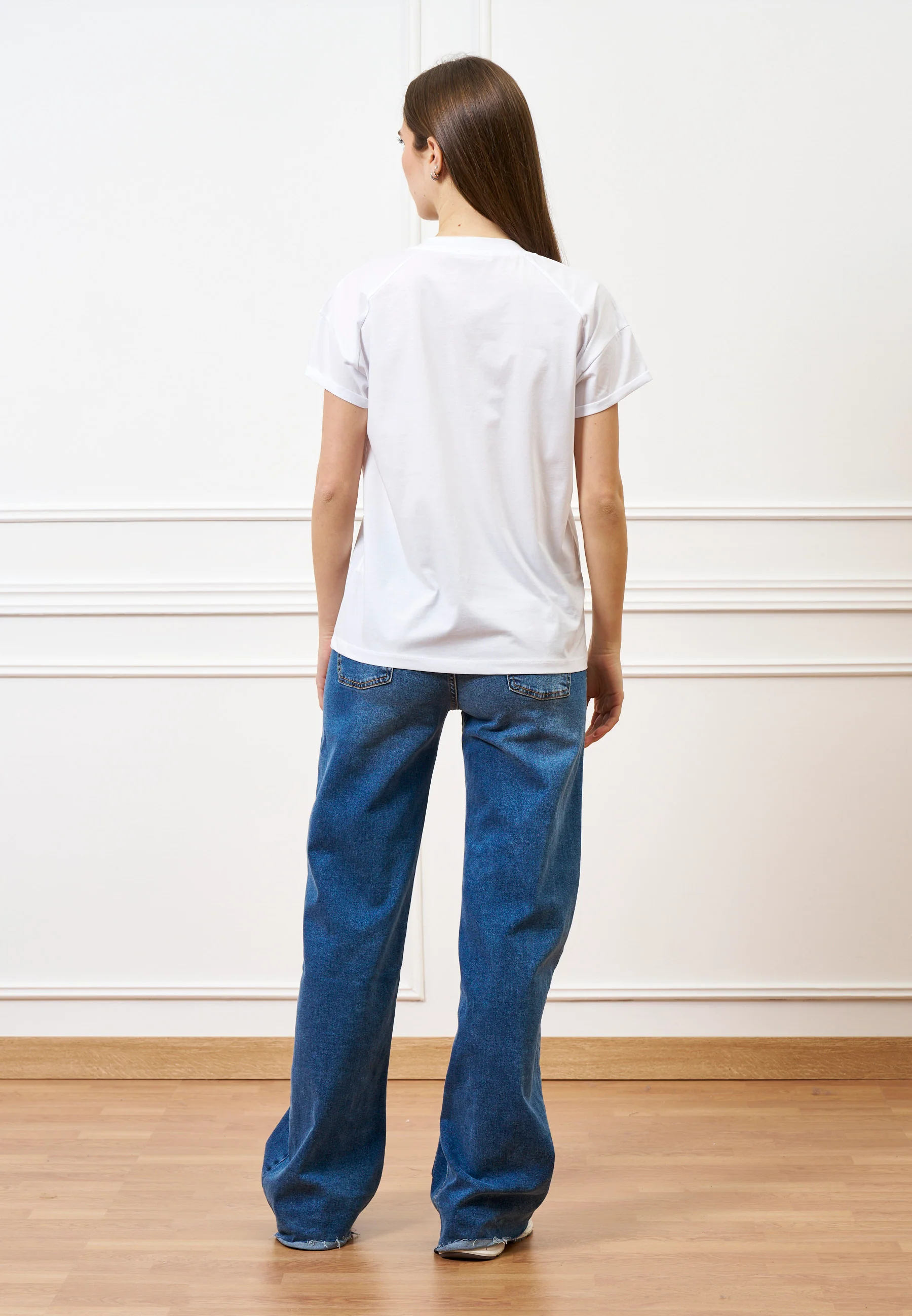 T-shirt over scollo a v - BIANCO - Image 5