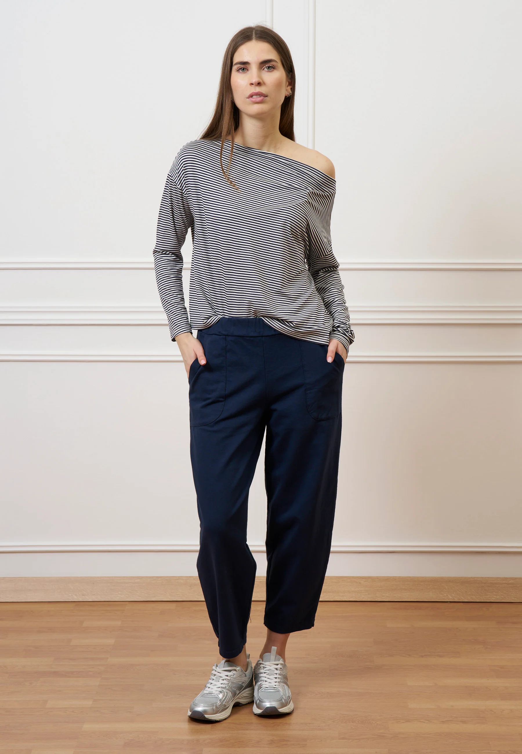 T-shirt scatola in jersey a righe - AVORIO/BLU - Image 3
