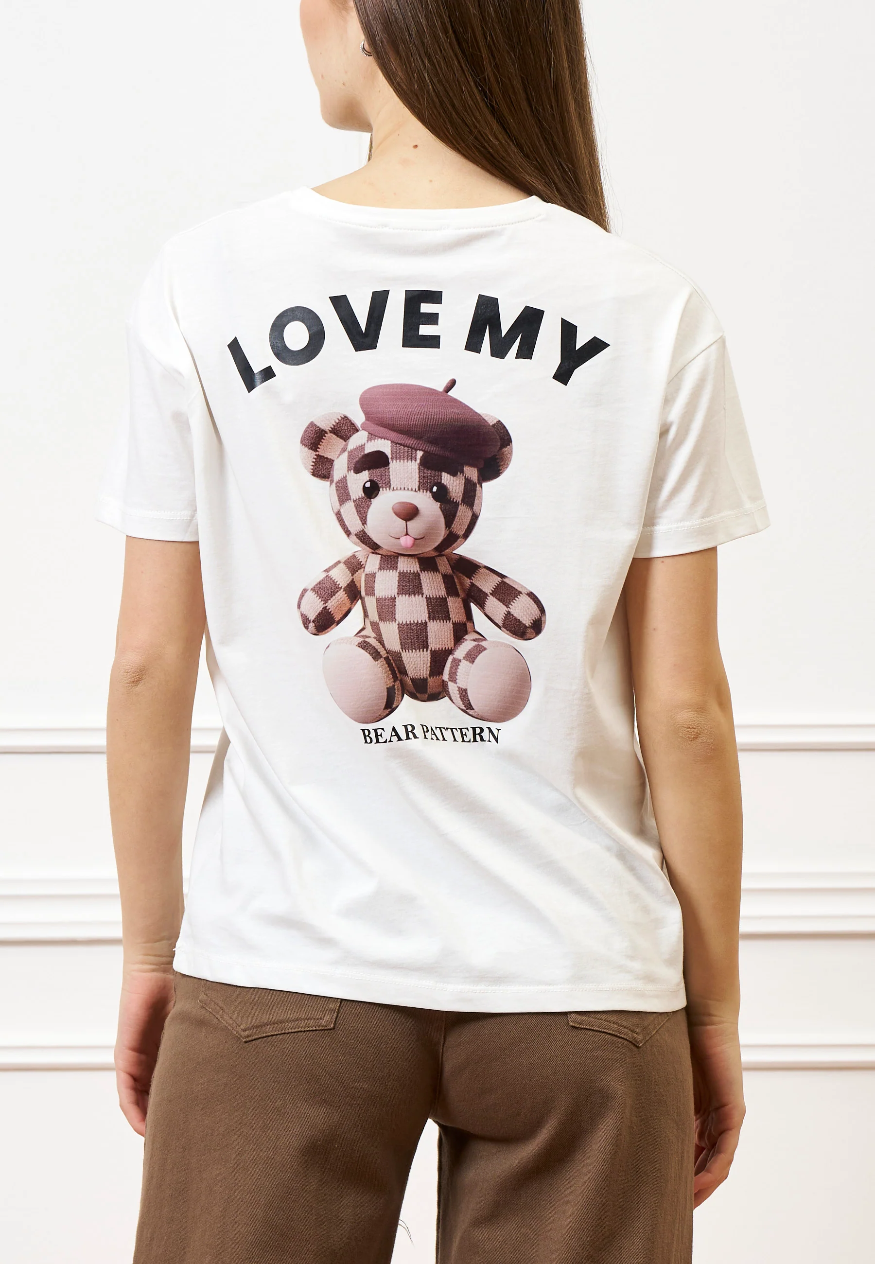 T-shirt stampa orsetto retro - BIANCO