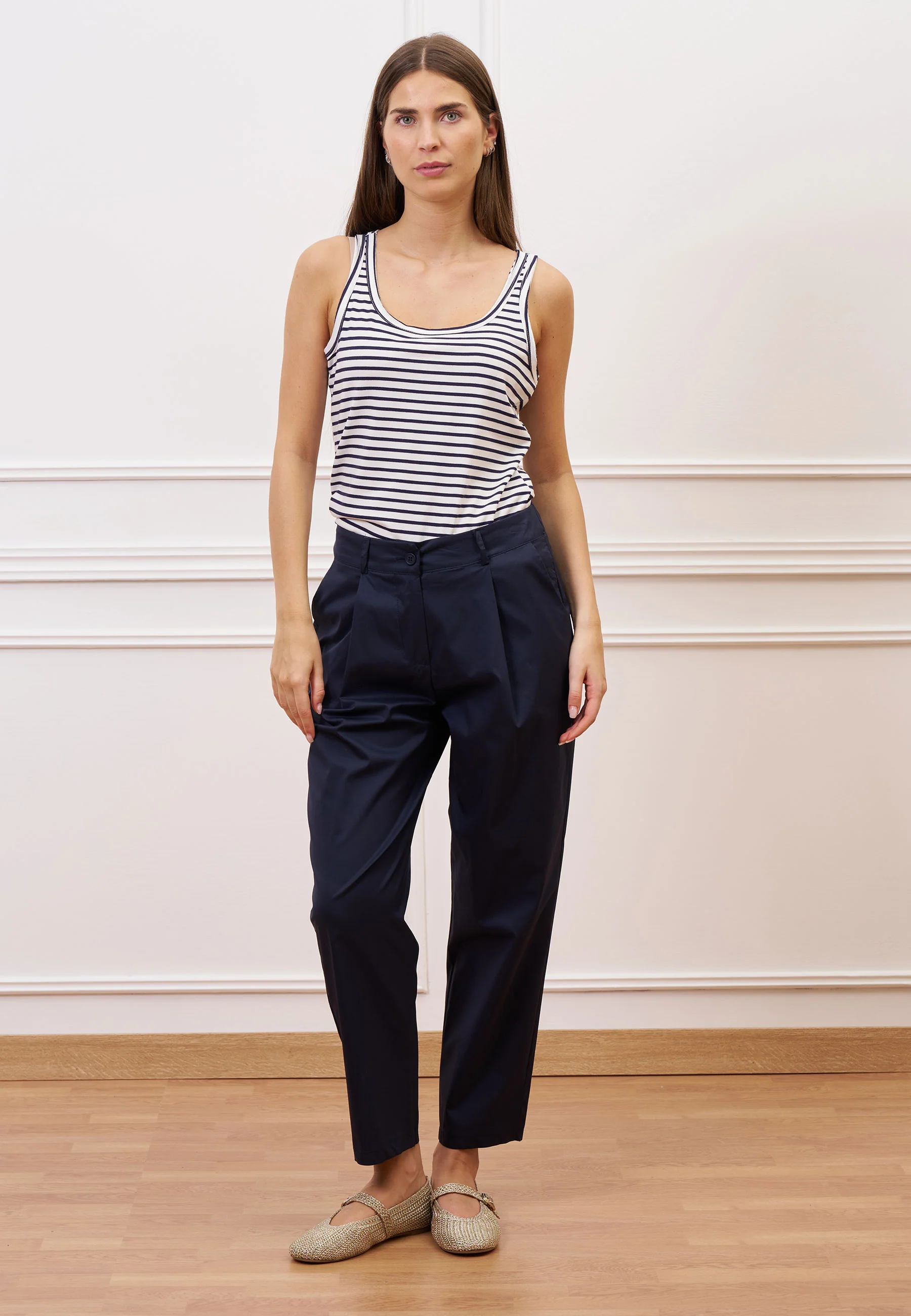 Top con scollo ampio a righe - BLU - Image 2