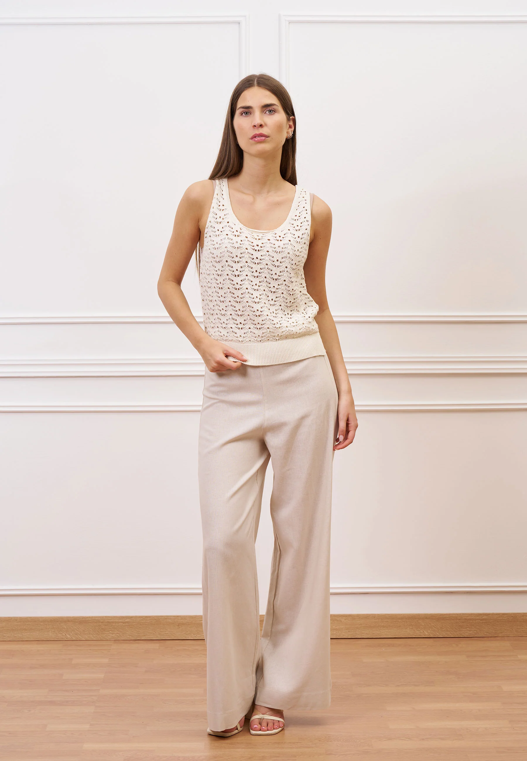 Top in maglia lavorata - BIANCO - Image 3