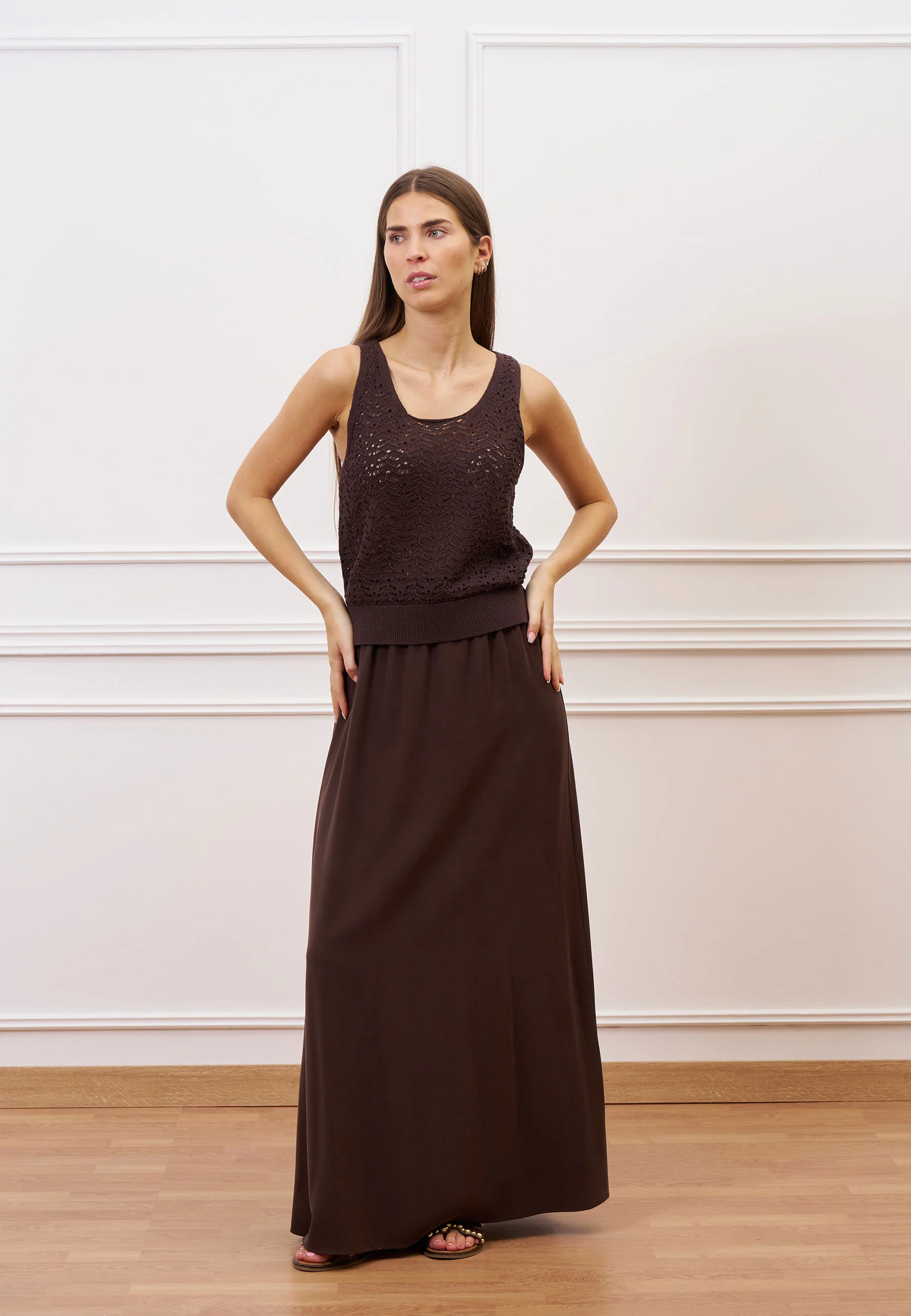 Top in maglia lavorata - MARRONE - Image 8
