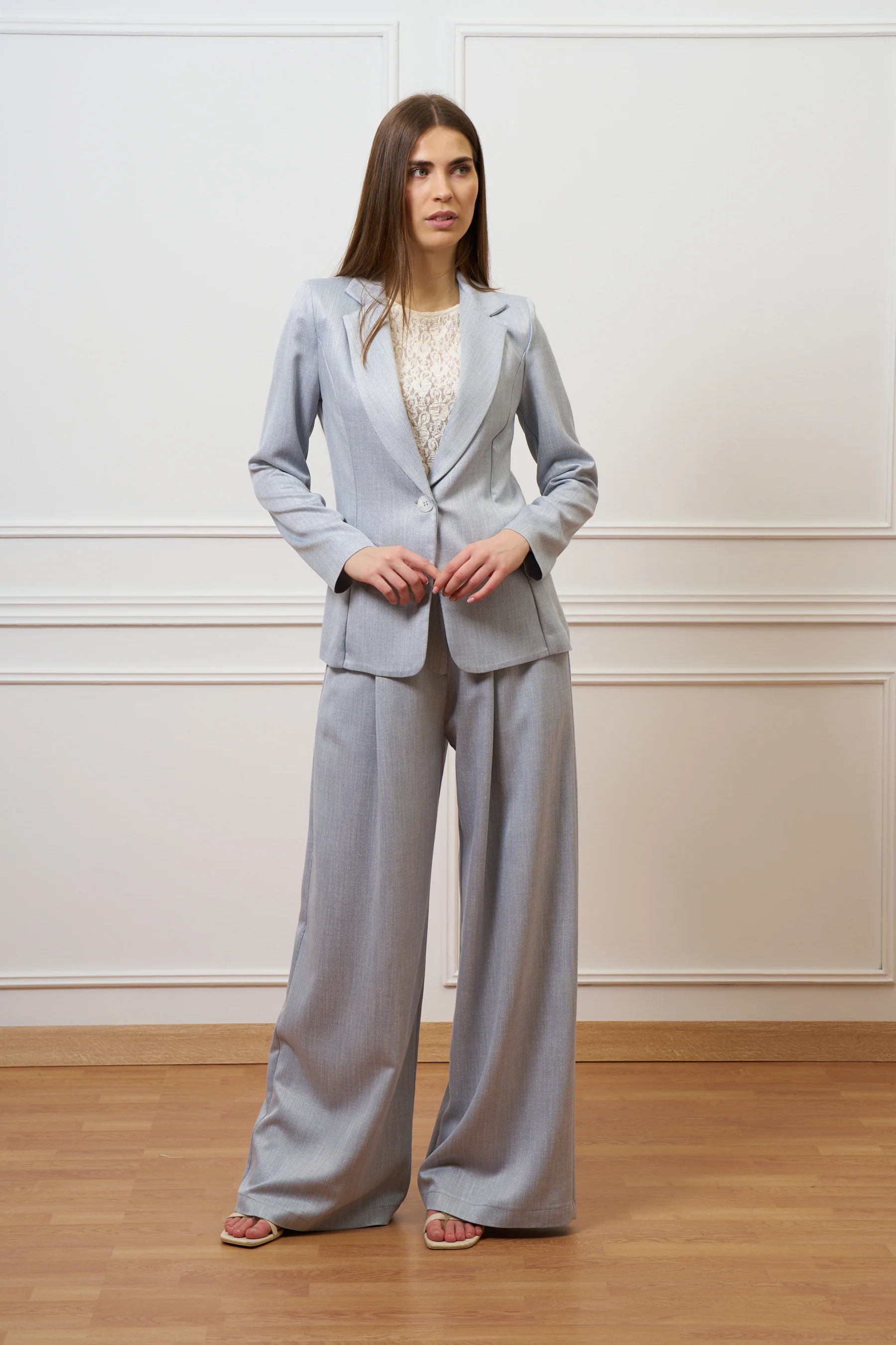Top in pizzo stretch - BIANCO - Image 8