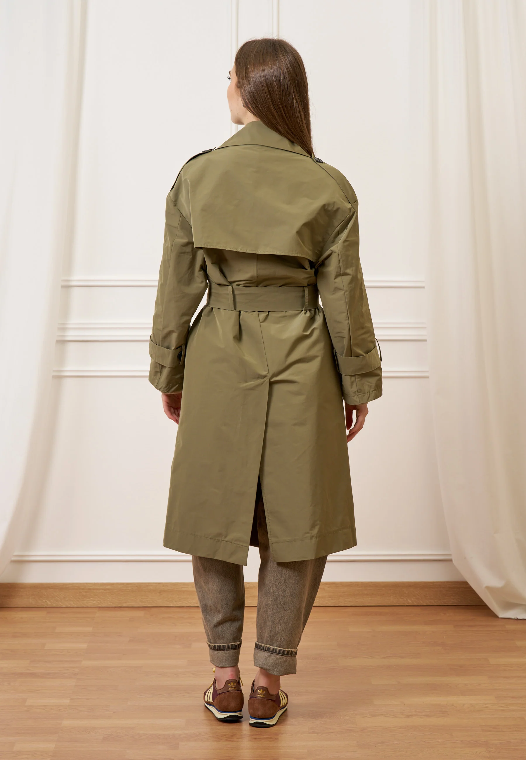 Trench over lungo con cintura - MILITARE - Image 5