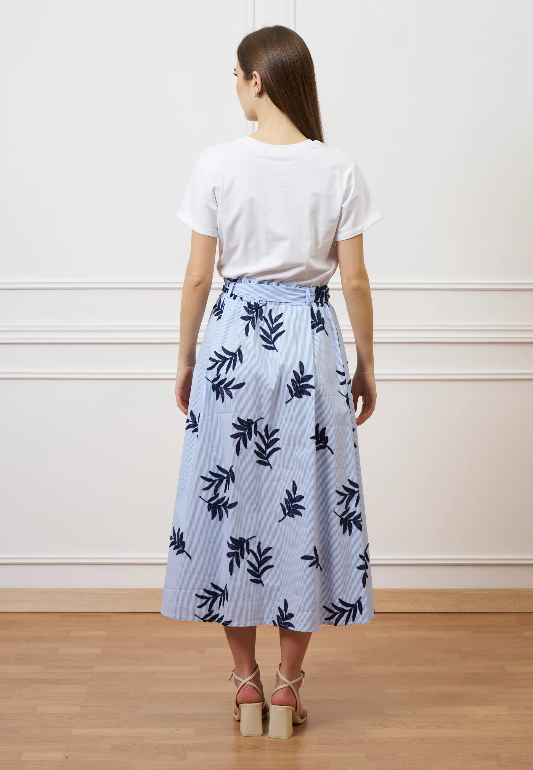 Vestito lungo combinato - BIANCO/CELESTE - Image 10