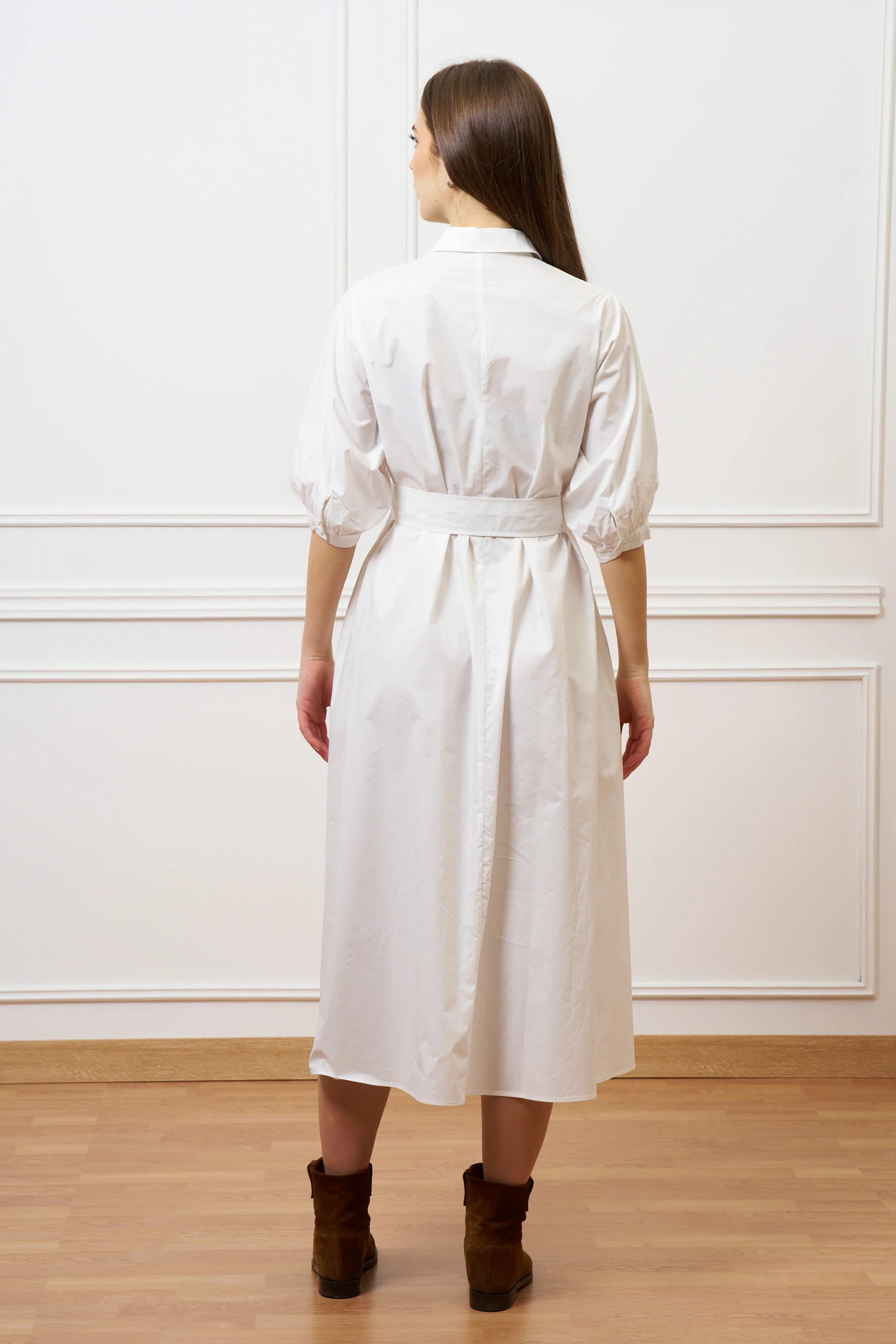 Vestito lungo in cotone - BIANCO - Image 5